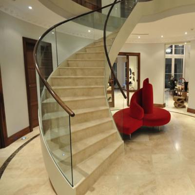 China Modern Curved Staircase, Rail Glass Staircase, Staircase Factory Supply for sale