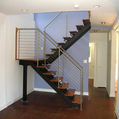 China Modern factory straight staircase, stainless steel balustrade staircase, stainless steel staircase for sale