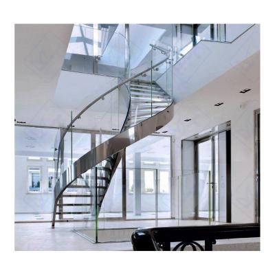 China 304/316 Modern Stainless Steel Arc Toughened Laminated Glass Staircase, for sale