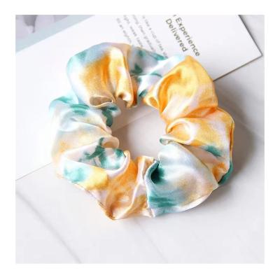 China Real large silk oversized hair scrunchies designer logo hair band large satin hair scrunchy headband custom wholesale soft ties for sale