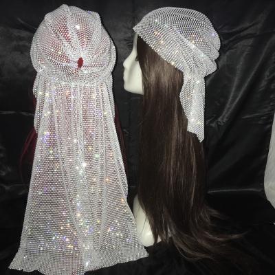 China Wholesale price sexy silk headwrap satin scarf diamond luxury black and white diamond cowls and durags for sale