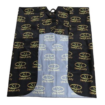 China Image Designer Customized Polyester Kitchen Apron Set Hairdresser Apron Salon Black Silk Apron for sale