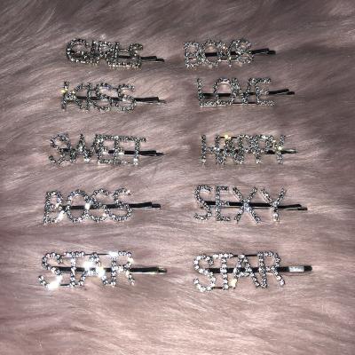 China Fashion word hairpins letter custom hair clips name hair clip wholesale price for sale