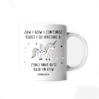 China Viable Ceramic Cup Makers Cute Unicorn Kids Ceramic Handmade Porcelain Mug for sale