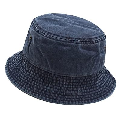 China Vintage Brim Lattice Denim Wide Bucket Hats Distressed Fashion Girls Foldable Casual Bucket Hat for sale