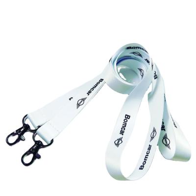 China White Glossy Promotion Sublimation Lanyard With Black Plastic Clip for sale