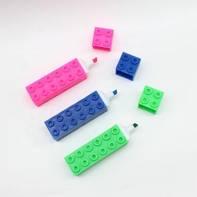 China office & School Markers Marker Pen Block Building Blocks Creative Stacking Stackable Colorful Highlight Bar for sale