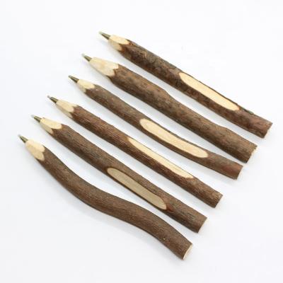 China Eco-friendly 17cm natural twig branch wooden ballpoint pen with custom logo for sale