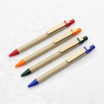 China Custom LOGO Eco-friendly Plastic Printing Ballpoint Pen Ballpoint Pen Paper Packaging Eco-friendly Wooden Pen Advertising Gift Promotional Pen for sale