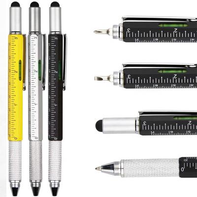 China office & School Pen Creative Gift Pen for Men Multi Function Ballpen 6 in 1 Multitool Pen With Scale Ruler Spirit Level BallPen Stylus Screwdrivers for sale