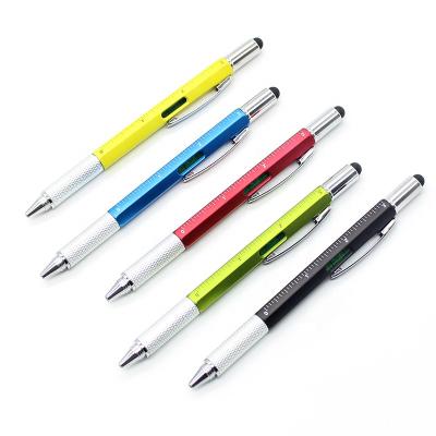 China office & School Pen 6 in 1 Spirit Level Plastic Pen with Ruler Screwdriver Custom Logo Available for sale