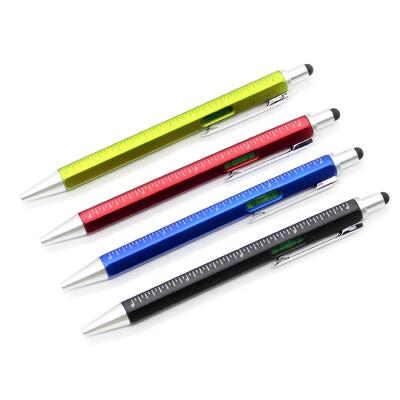 China office & School Pen 2021 New Product 5 In 1 Level Ruler Stylus Spirit Pen Multi Function Pens for sale