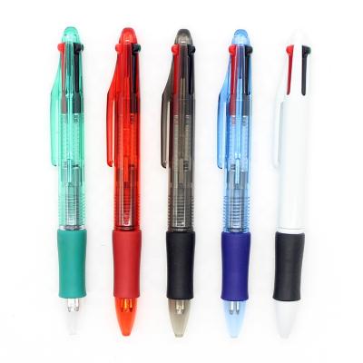 China Hot-sale wholesale 4 in 1 multi color plastic ballpoint pen press red black and blue green pen with customized logo for sale