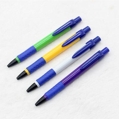 China Office School Plastic Ball Pens Promotional Ballpoint Pen With Blue Non-slip Sleeve for sale