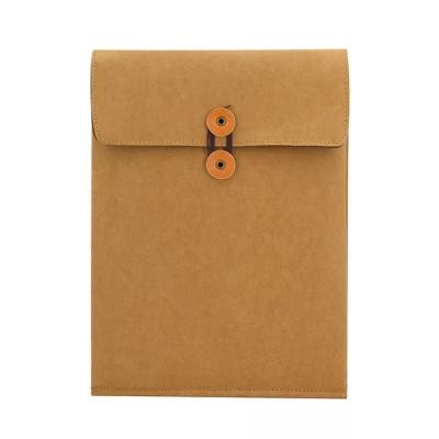 China Wholesale Customized Recyclable Logo Paper Twine Tie Envelope Recycled Fashion Gusset Washable Packaging With Button Closure Twine Envelope for sale