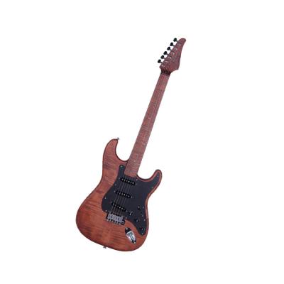 China Alder Flame Maple+6mm5A One Piece Electric Layer Factory Wholesale Flame Maple Neck Roasted Guitar for sale