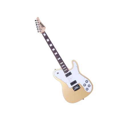 China Hot Selling Alder Wood Veneer Body Gold Electric Guitar For Beginners for sale