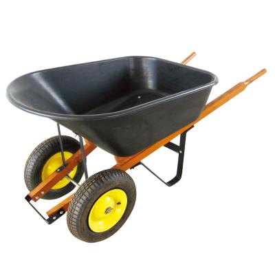 China 100L 7 CBM Plastic Wheels Double Tray Wheel Poly Wheelbarrow for sale