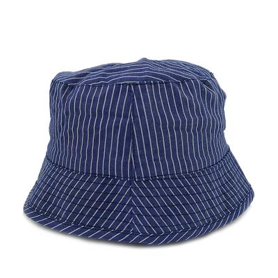 China Infant Kids Children Cotton Yarn Striped Dyed Stripes Bucket Hat Fisherman Hat for sale