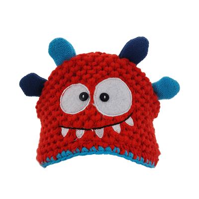 China Winter Boys Cute Monster Hats Kids Dobby Hats Winter Boys Jacquard Warm Knitting Animal Beanie for sale