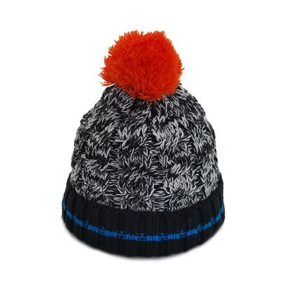 China Fashion JOINT winter beanie for kids wire knitted hat with band and pom pom for sale