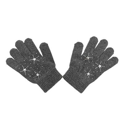 China Simple magic glove winter fashion kids knitted magic gloves with star and rhinestones for sale