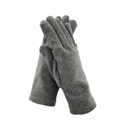 China Winter 4 way warm fleece fashion full finger studs lady shinning glove hand protection stretch gloves for sale