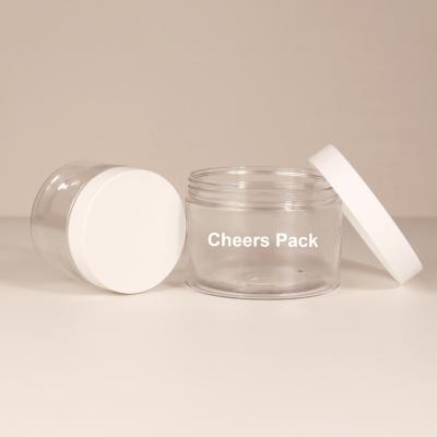 China Wholesale Skincare Empty Body Scrub PET Jar Container clear Round Plastic Body Scrub Jars with Lids for sale