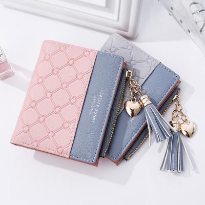 China Multifunctional Women's Zero Zipper Wallet Card Slot Bag Mini Slim Multi Short Stand Student Bank Card Bag for sale