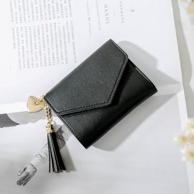 China Multifunctional Women's Purse Women's Tassel Short Zipper Purse Cute Student Wallet Zero Handbag for sale