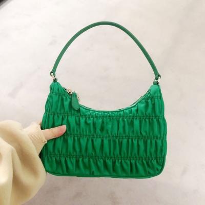 China Fashion Brand Pleated Armpit Handbags Ladies Bags Women Bags Tote Bag Candy Color Summer Mini Handbags for sale