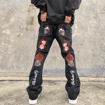 China OEM Breathable Black Custom Embroidery For Self-cultivation Elastic Jeans Super Skinny Ripped Plus Size Mens Trousers Pants for sale