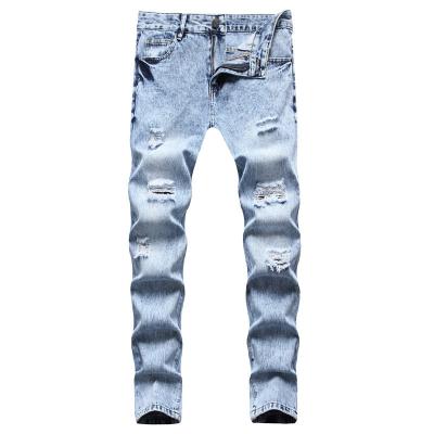 China New Fashion Denim Straight Pants Breathable Distressed Custom Logo Plus Size Men's Jeans Culotte Skinny Jeans For Men for sale