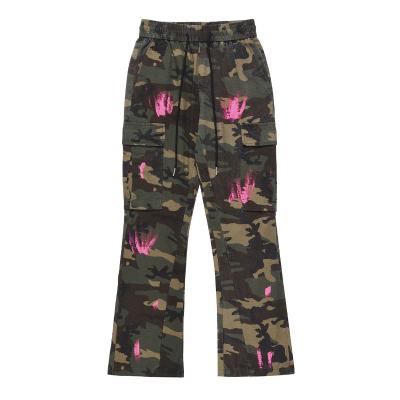 China Factory wholesale breathable camouflage casual pants stretch drawstring new fashion wide leg jeans pants for men for sale