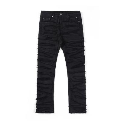 China China factory high street design breathable hole style black ripped thin wax jeans biker panty for men for sale