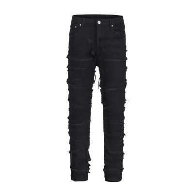 China Brand Breathable Wholesale Jeans Stacked Slim Fit Sweat Straight Denim Ripped Twill Pants Men Fashion Pants for sale