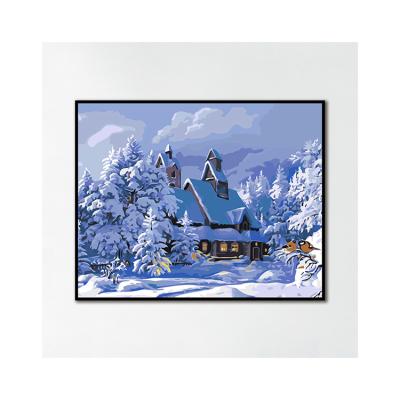 China Best Selling Promotional CLASSIC Snow Landscape Picture Oil Painting By Numbers for sale