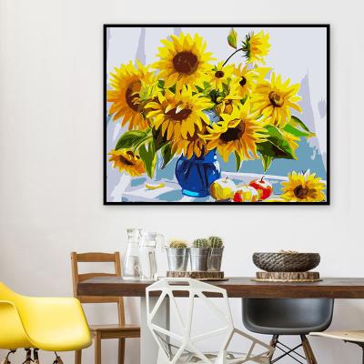 China CLASSIC Sunflower Flowers Painting DIY Home Decoration 40x50 Custom Design Sunflower DIY Oil Painting for sale