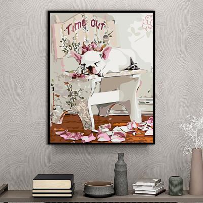 China CLASSIC Hand Painted Acrylic Oil Painting On Canvas DIY Home Decor Coloring By Numbers Animal Wall Art Gift for sale