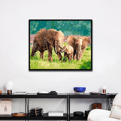 China 2021 Hot Selling Original CLASSIC Modern Animals Elephant Wall Decor Oil Painting Numbers Art On Canvas Paintings By Number for sale