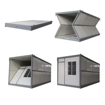 China Mid-Century Modern Low cost 20ft prefab folding mobile hospital home collapsible living room plan foldable portable container house with toilet for sale