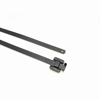 China AISI304 AISI316 6.5mm/8mm/10mm Width Stainless Steel Cable Ties PPA571 Acid Resistant Customized Releasable Coating for sale