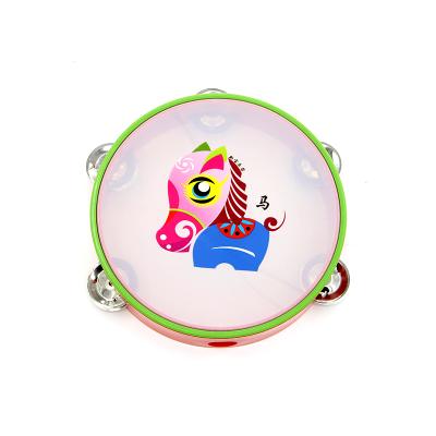 China 12 Zodiac Signs Musical Instrument 18cm Plastic tambourine with sheepskin tambourine for kids toys for sale