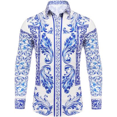 China High Quality Wholesale Custom Men's Anti-Pilling Mens Hawaiian Shirt Long Sleeve T-Shirt For Beach Party Casual Wear for sale