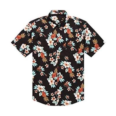 China Anti-pilling Summer High Quality Plus Size Hawaiian Resort Men's Casual Shirts Short Sleeve Floral Print Polyester Shirts for sale