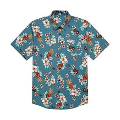 China Factory direct summer resort men's Hawaiian anti-pilling casual shirts short sleeve floral print polyester shirts for sale