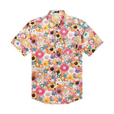 China 2023 Floral Anti-pilling Shirt Plus Size Casual Social Nightclub Short Party Shirt Mens Luxury Mens Flower Slim Fit T-shirt for sale