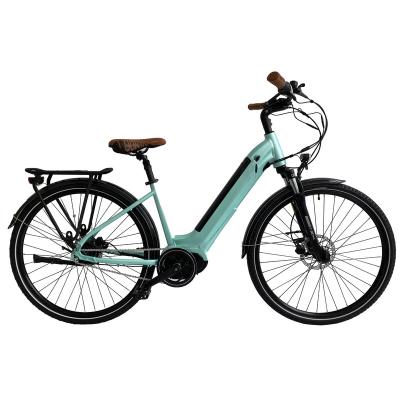 China Motor fram 36V 10AH 48V 350W carbon aluminum alloy suspension Li battery brushless city electric bicycle with LED display for sale