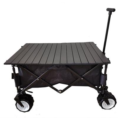 China Durable Outdoor Portable Camping Wagon Garden Picnic Folding Beach Wagon Durable Camping Wagon With Wide Wheels And Table for sale