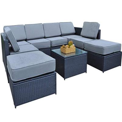 China Outdoor Garden Set Garden Furniture Rattan Sofa , L Shaped Rattan Sofa Sets for sale